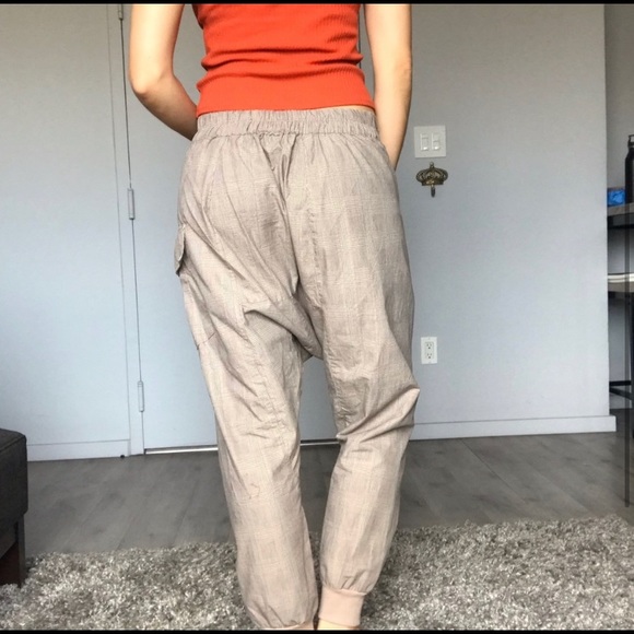 Plaid Drop Crotch Harem Joggers - Picture 3 of 4